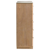 Leanne Light Oak 5-drawer Sinter Stone Top Chest of Drawers by Coaster at Eve Furniture