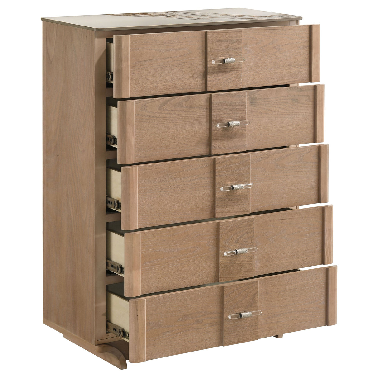 Leanne Light Oak 5-drawer Sinter Stone Top Chest of Drawers by Coaster at Eve Furniture