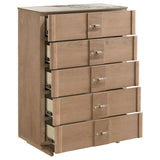 Leanne Light Oak 5-drawer Sinter Stone Top Chest of Drawers by Coaster at Eve Furniture