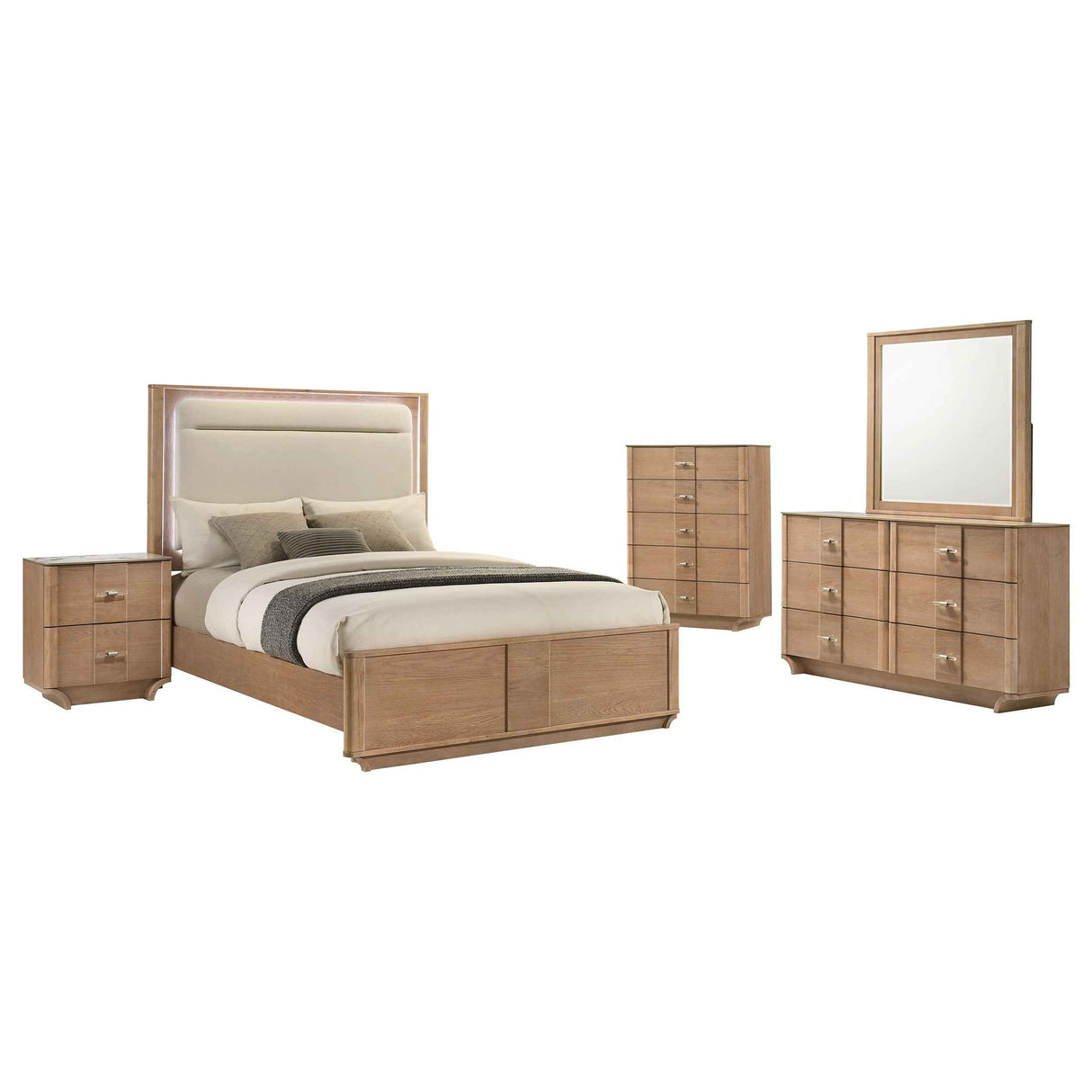 Leanne Light Oak 5-piece Queen Bedroom Set by Coaster at Eve Furniture