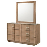 Leanne Light Oak 6-drawer Sinter Stone Top Dresser and Mirror by Coaster at Eve Furniture