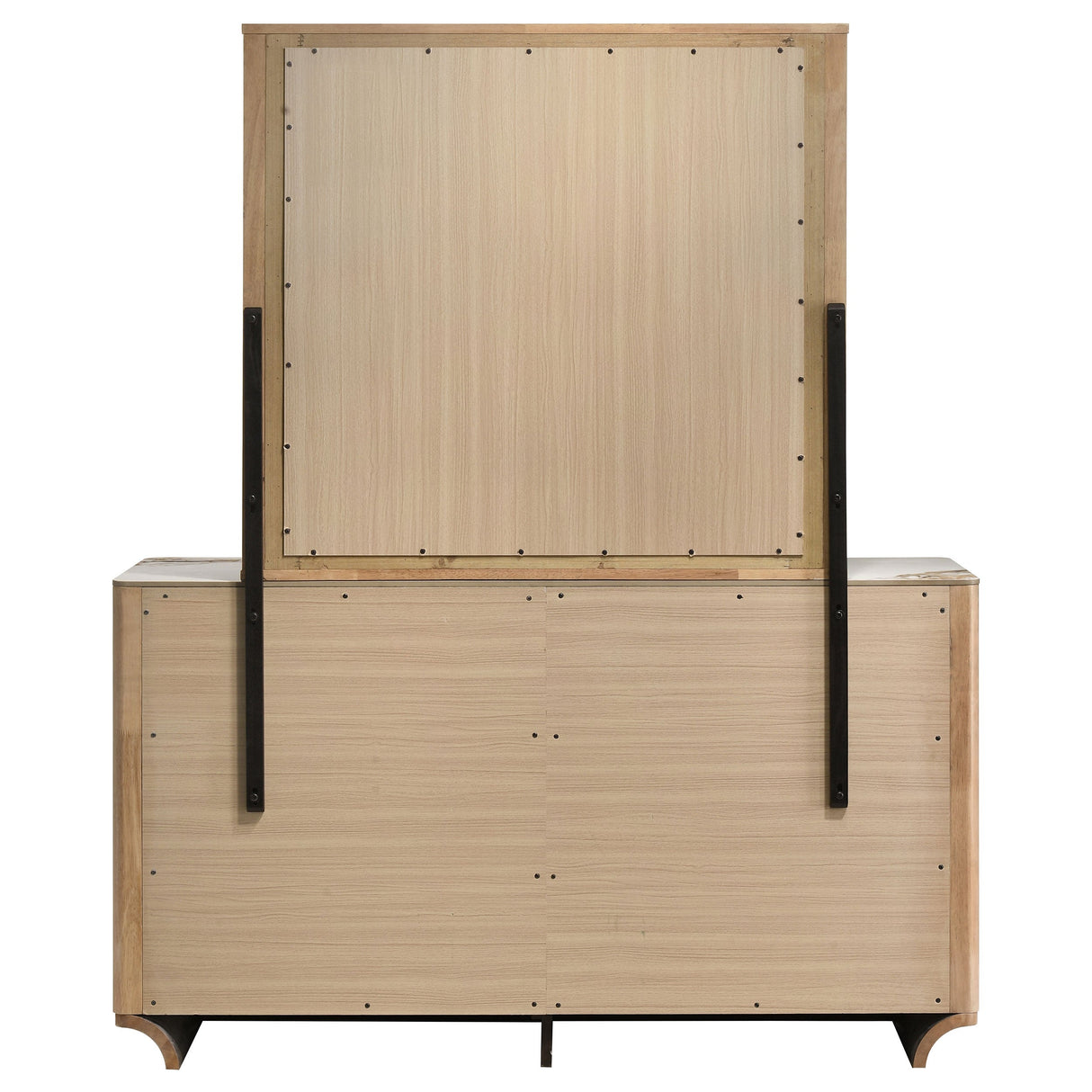 Leanne Light Oak 6-drawer Sinter Stone Top Dresser and Mirror by Coaster at Eve Furniture