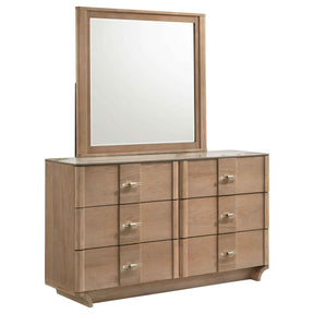 Leanne Light Oak 6-drawer Sinter Stone Top Dresser and Mirror by Coaster at Eve Furniture