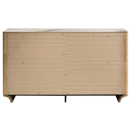 Leanne Light Oak 6-drawer Sinter Stone Top Dresser Cabinet by Coaster at Eve Furniture