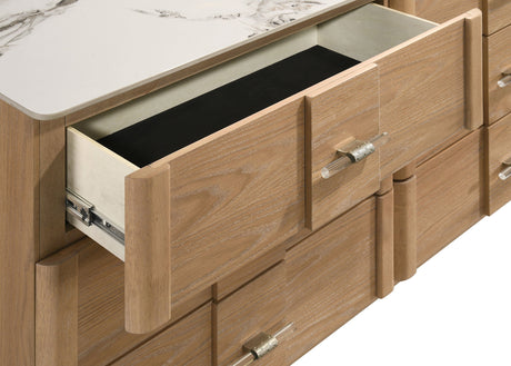 Leanne Light Oak 6-drawer Sinter Stone Top Dresser Cabinet by Coaster at Eve Furniture