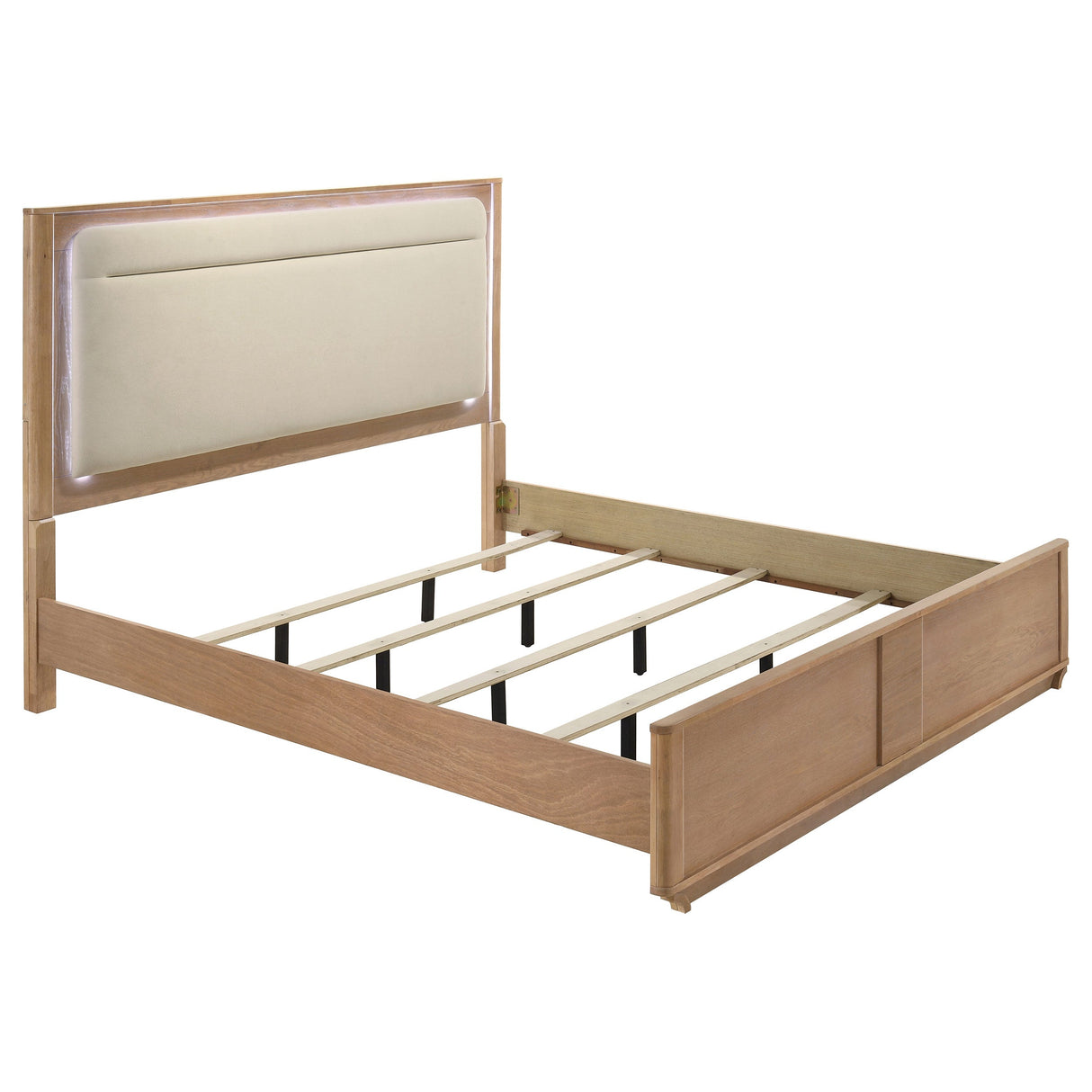 Leanne Off White/Light Oak Eastern King LED Panel Bed by Coaster at Eve Furniture