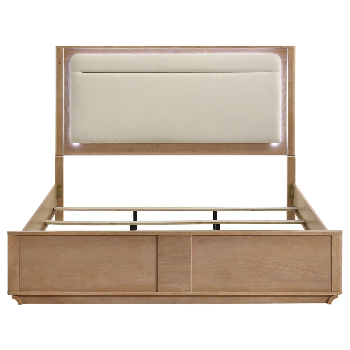Leanne Off White/Light Oak Eastern King LED Panel Bed by Coaster at Eve Furniture