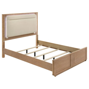 Leanne Off White/Light Oak Queen LED Panel Bed by Coaster at Eve Furniture