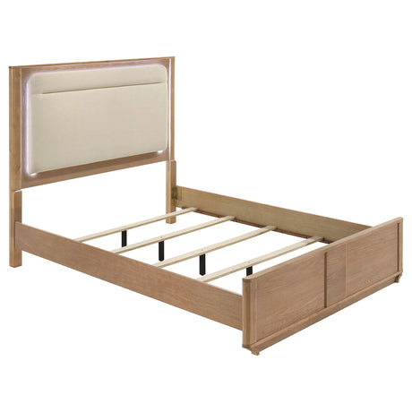Leanne Off White/Light Oak Queen LED Panel Bed by Coaster at Eve Furniture