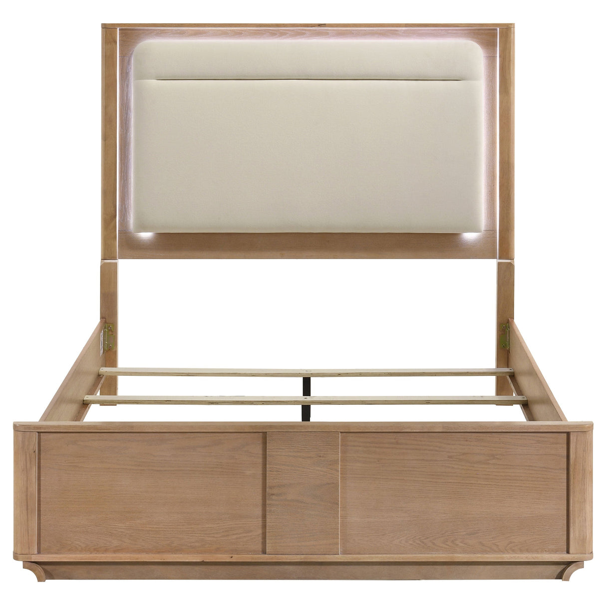 Leanne Off White/Light Oak Queen LED Panel Bed by Coaster at Eve Furniture