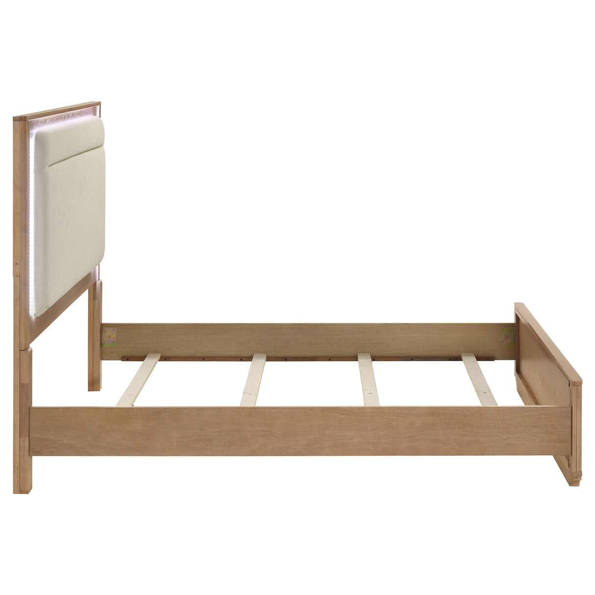 Leanne Off White/Light Oak Queen LED Panel Bed by Coaster at Eve Furniture