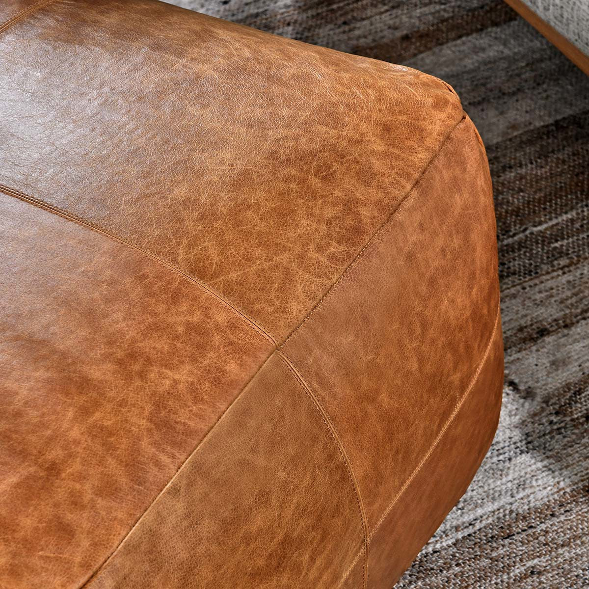 Leather Chestnut Pouf by Classic Home at Eve Furniture