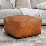 Leather Chestnut Pouf by Classic Home at Eve Furniture