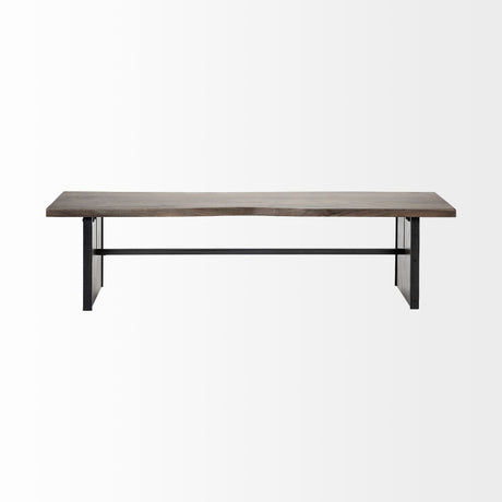 Ledger I Brown Live-Edge Wooden Dining Bench by Mercana at Eve Furniture