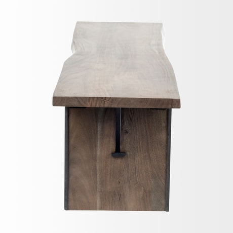 Ledger I Brown Live-Edge Wooden Dining Bench by Mercana at Eve Furniture