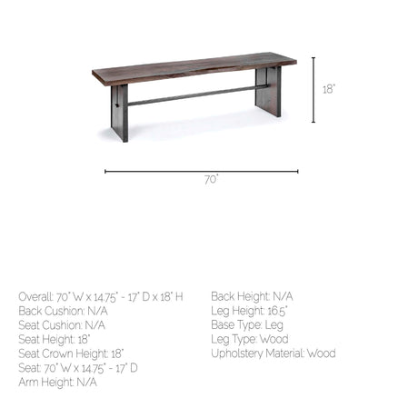 Ledger I Brown Live-Edge Wooden Dining Bench by Mercana at Eve Furniture