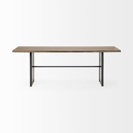 Ledger III Brown Solid Wood Top & Base Dining Table by Mercana at Eve Furniture