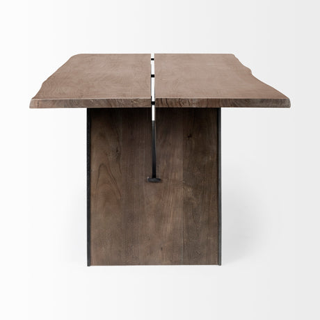 Ledger III Brown Solid Wood Top & Base Dining Table by Mercana at Eve Furniture
