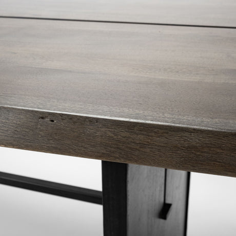 Ledger III Brown Solid Wood Top & Base Dining Table by Mercana at Eve Furniture