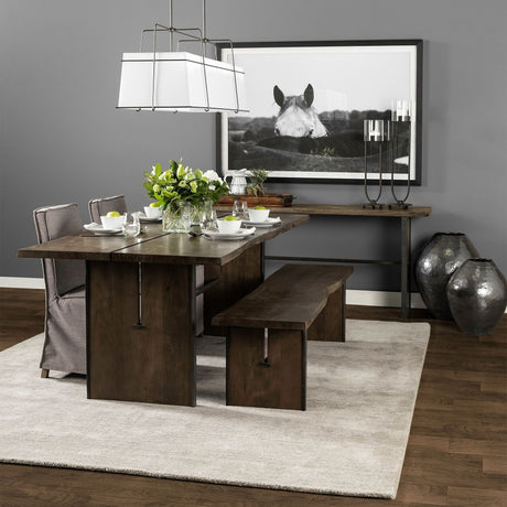 Ledger III Brown Solid Wood Top & Base Dining Table by Mercana at Eve Furniture