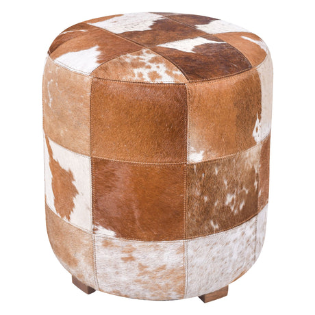 Leeds 16" Pouf in Brown Hair on Hide by Home Trends & Design at Eve Furniture