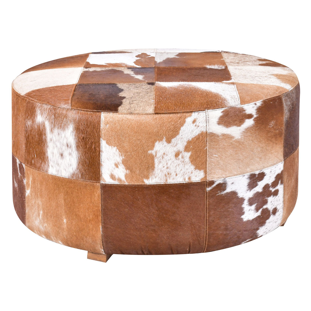 Leeds 32" Ottoman in Brown Hair on Hide