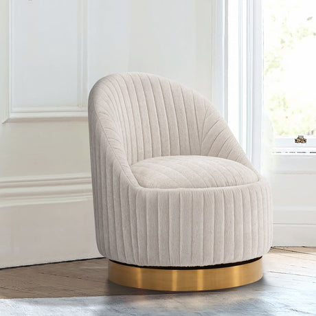 Leela Swivel Accent Chair in Cream by Manhattan Comfort at Eve Furniture