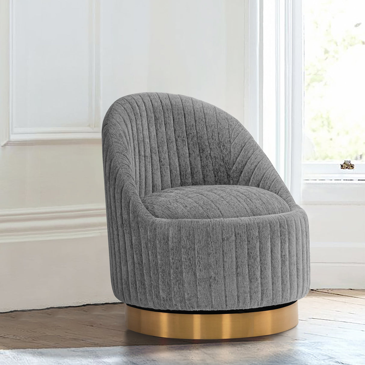 Leela Swivel Accent Chair in Grey by Manhattan Comfort at Eve Furniture