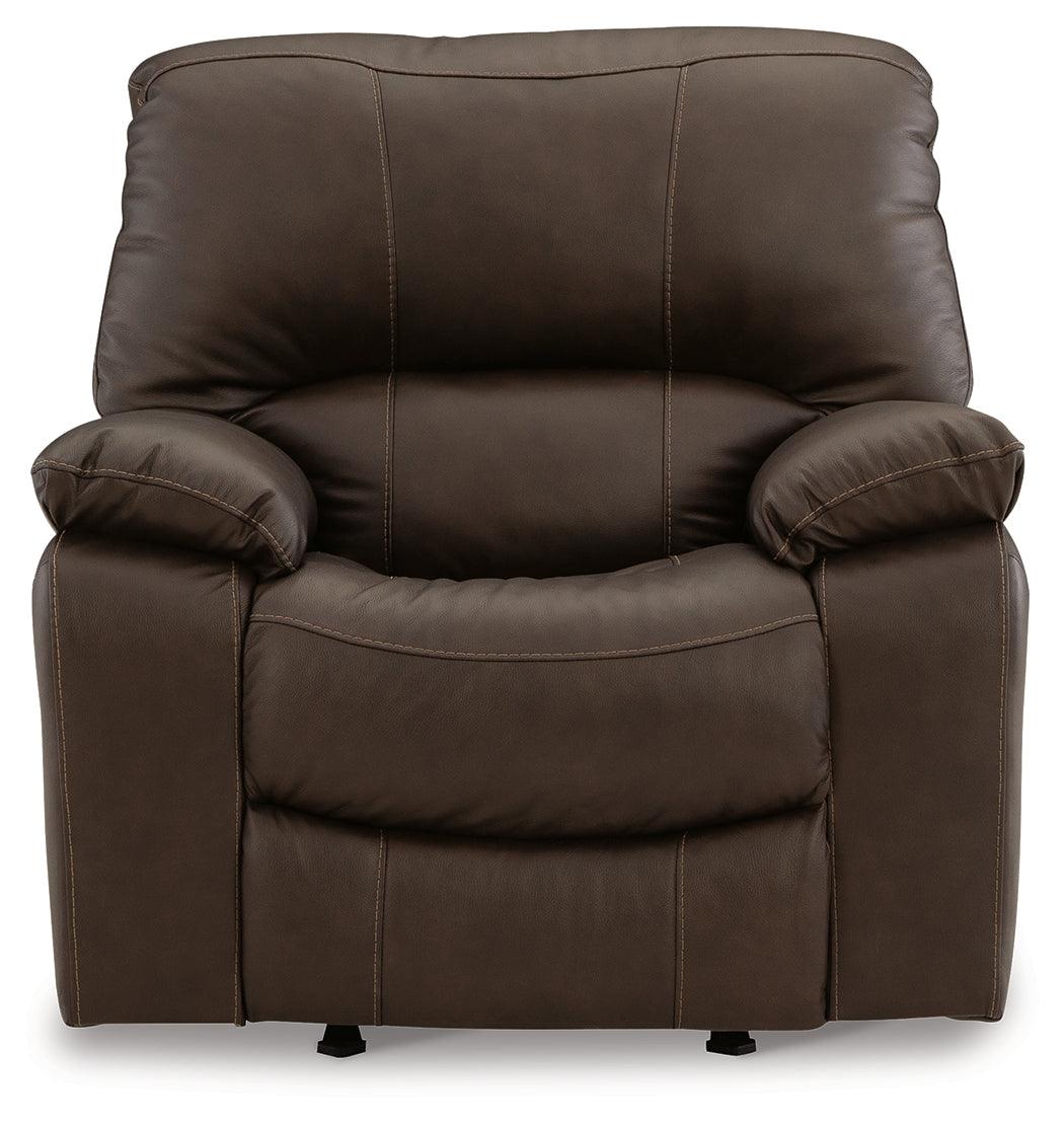 Leesworth Dark Brown Power Leather Recliner by Ashley at Eve Furniture