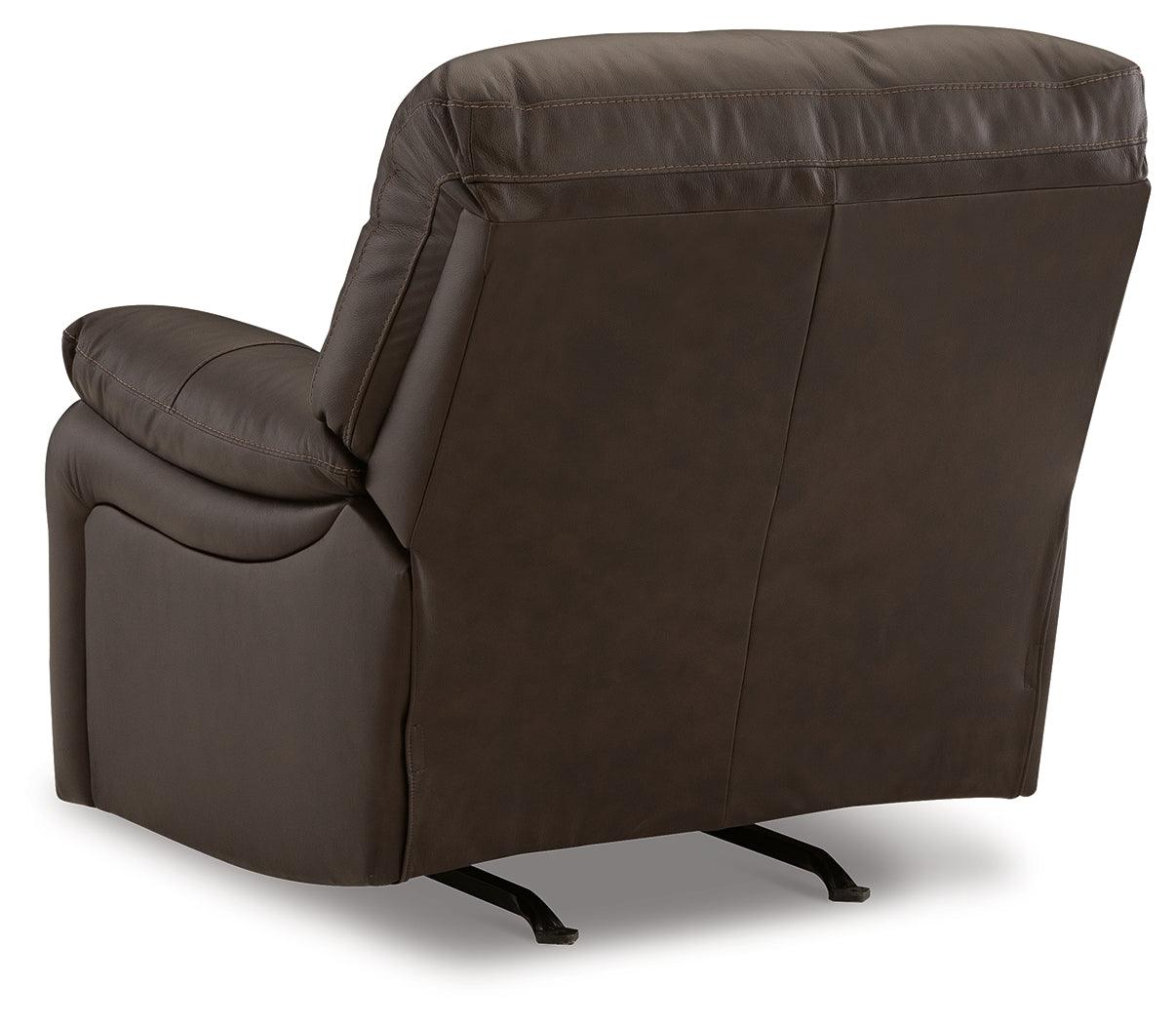 Leesworth Dark Brown Power Leather Recliner by Ashley at Eve Furniture