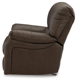 Leesworth Dark Brown Power Leather Recliner by Ashley at Eve Furniture