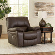 Leesworth Dark Brown Power Leather Recliner by Ashley at Eve Furniture