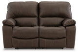 Leesworth Dark Brown Power Leather Reclining Loveseat by Ashley at Eve Furniture