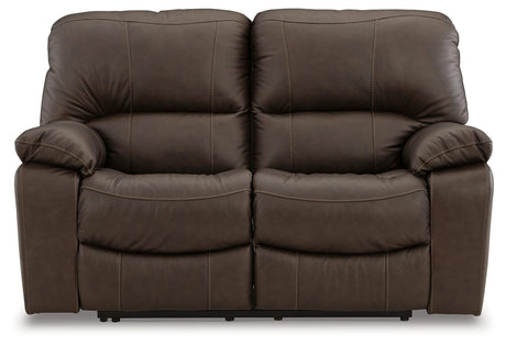 Leesworth Dark Brown Power Leather Reclining Loveseat by Ashley at Eve Furniture