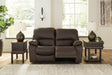 Leesworth Dark Brown Power Leather Reclining Loveseat by Ashley at Eve Furniture
