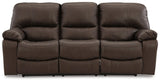 Leesworth Dark Brown Power Leather Reclining Sofa by Ashley at Eve Furniture