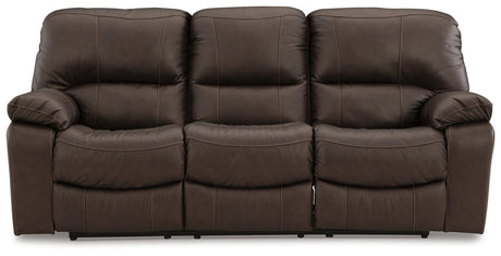 Leesworth Dark Brown Power Leather Reclining Sofa by Ashley at Eve Furniture