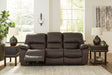 Leesworth Dark Brown Power Leather Reclining Sofa by Ashley at Eve Furniture