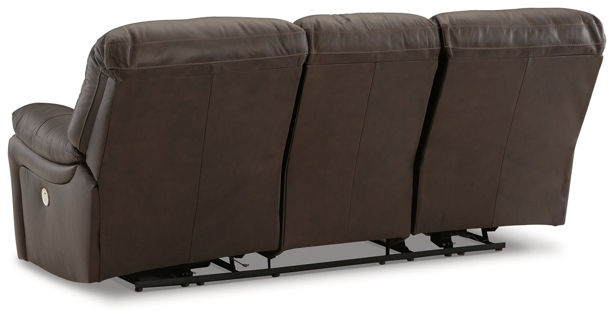 Leesworth Dark Brown Power Reclining Sofa