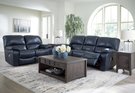 Leesworth Ocean Leather Power Reclining Sofa and Loveseat by Ashley at Eve Furniture