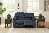 Leesworth Ocean Power Leather Reclining Loveseat by Ashley at Eve Furniture
