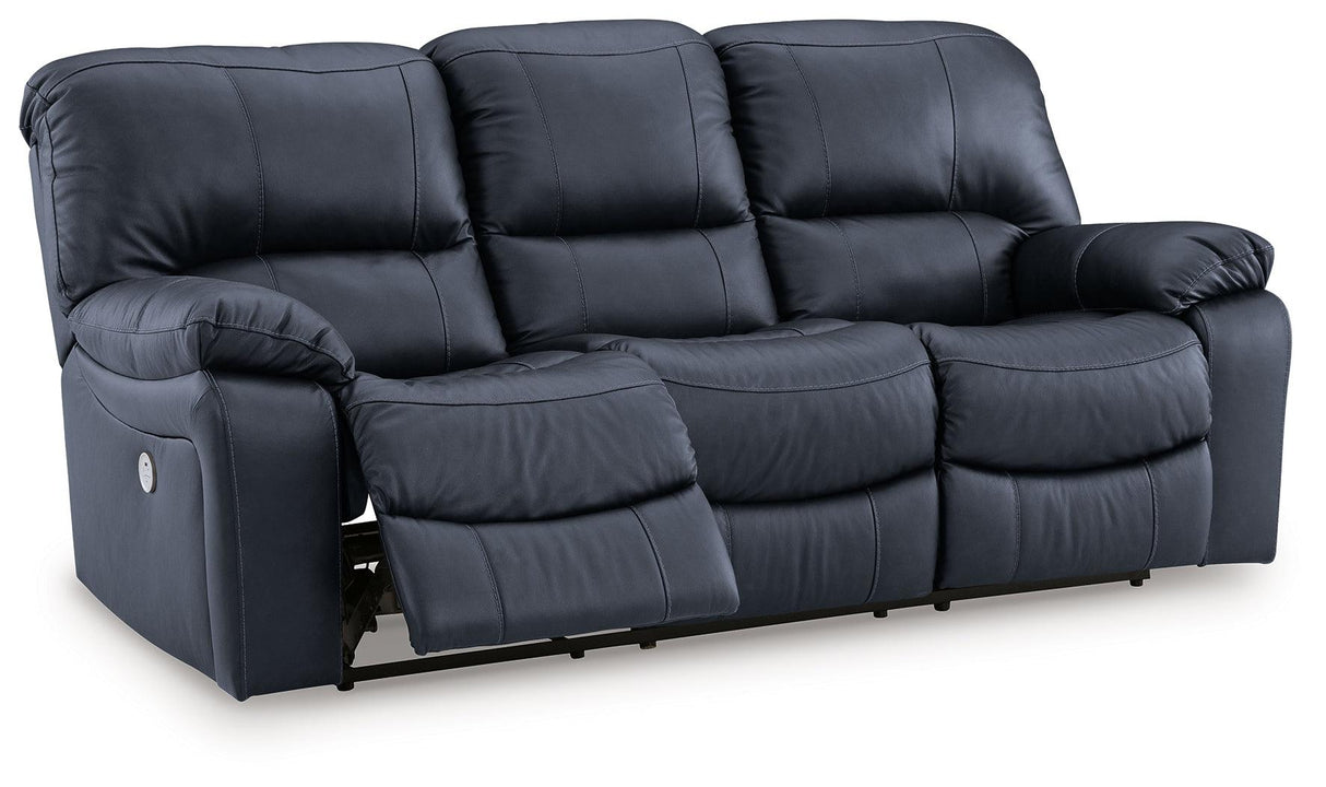 Leesworth Ocean Power Leather Reclining Sofa by Ashley at Eve Furniture