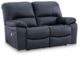 Leesworth Ocean Power Leather Reclining Loveseat by Ashley at Eve Furniture