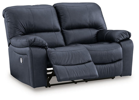 Leesworth Ocean Power Leather Reclining Loveseat by Ashley at Eve Furniture