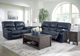 Leesworth Ocean Leather Power Reclining Sofa and Loveseat by Ashley at Eve Furniture