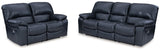 Leesworth Ocean Leather Power Reclining Sofa and Loveseat by Ashley at Eve Furniture