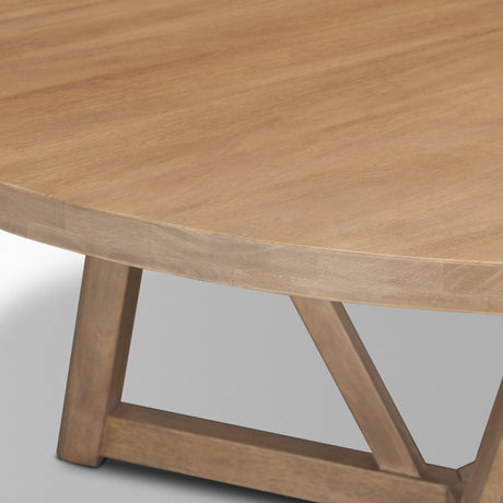 Legolas I Round Brown Solid Wood Top & Base Dining Table by Mercana at Eve Furniture