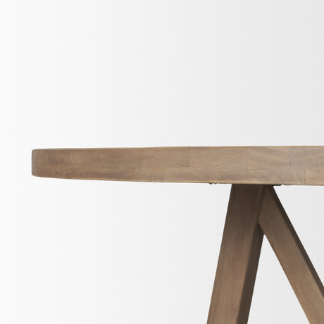 Legolas I Round Brown Solid Wood Top & Base Dining Table by Mercana at Eve Furniture