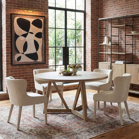 Legolas I Round Brown Solid Wood Top & Base Dining Table by Mercana at Eve Furniture
