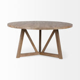 Legolas I Round Brown Solid Wood Top & Base Dining Table by Mercana at Eve Furniture